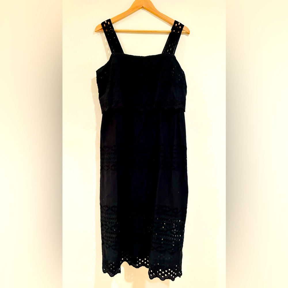 J.Crew eyelet maxi dress in black - size 10